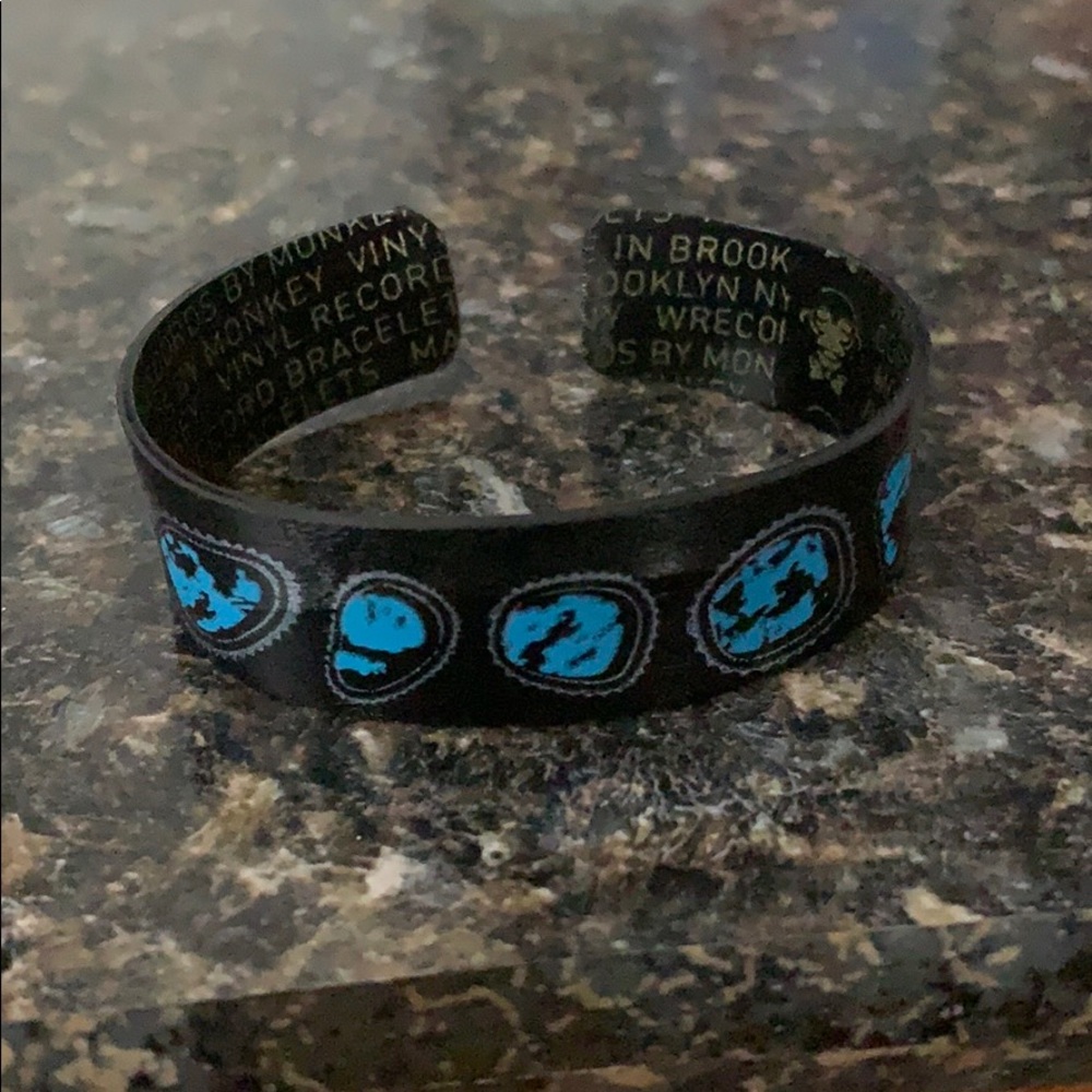 Handmade vinyl record cuff bracelet